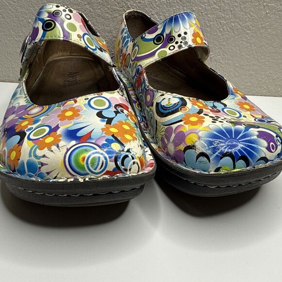 Alegria Paloma Floral Button Mary Jane Colorful Shoes Women's size 38 8 8.5 - Picture 3 of 16